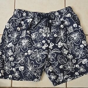 Tropical Navy Floral Men's Swim Trunks